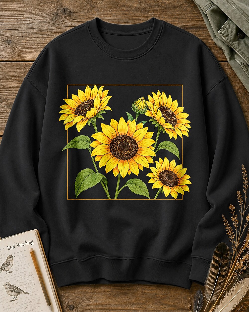 Sunflower Garden Frame Floral Graphic Sweatshirt