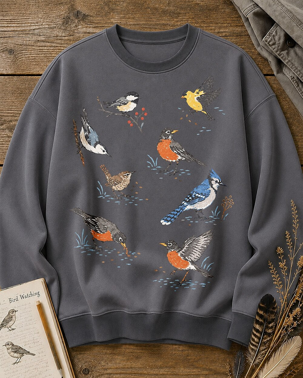 Spring Backyard Birdwatching Songbirds Graphic Sweatshirt