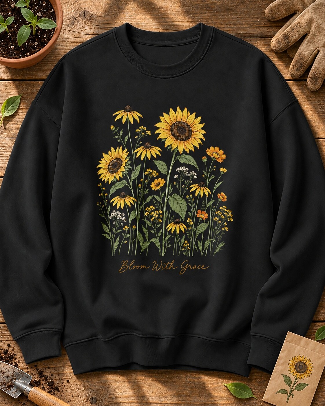 Sunflower Black Eyed Susan Wildflower Bouquet Garden Sweatshirtxi