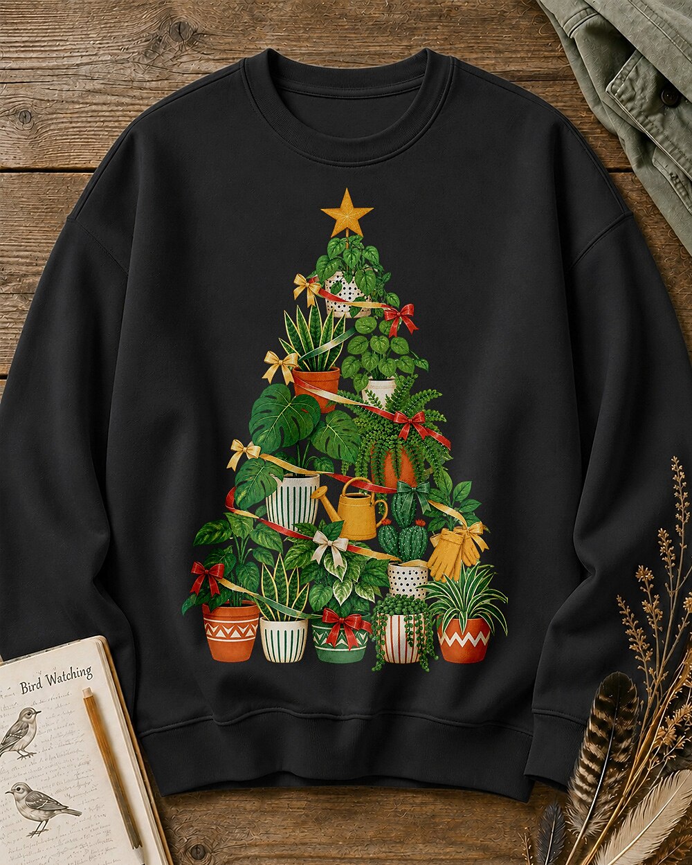 Potted Snake Plant Christmas Tree Gardening Sweatshirt