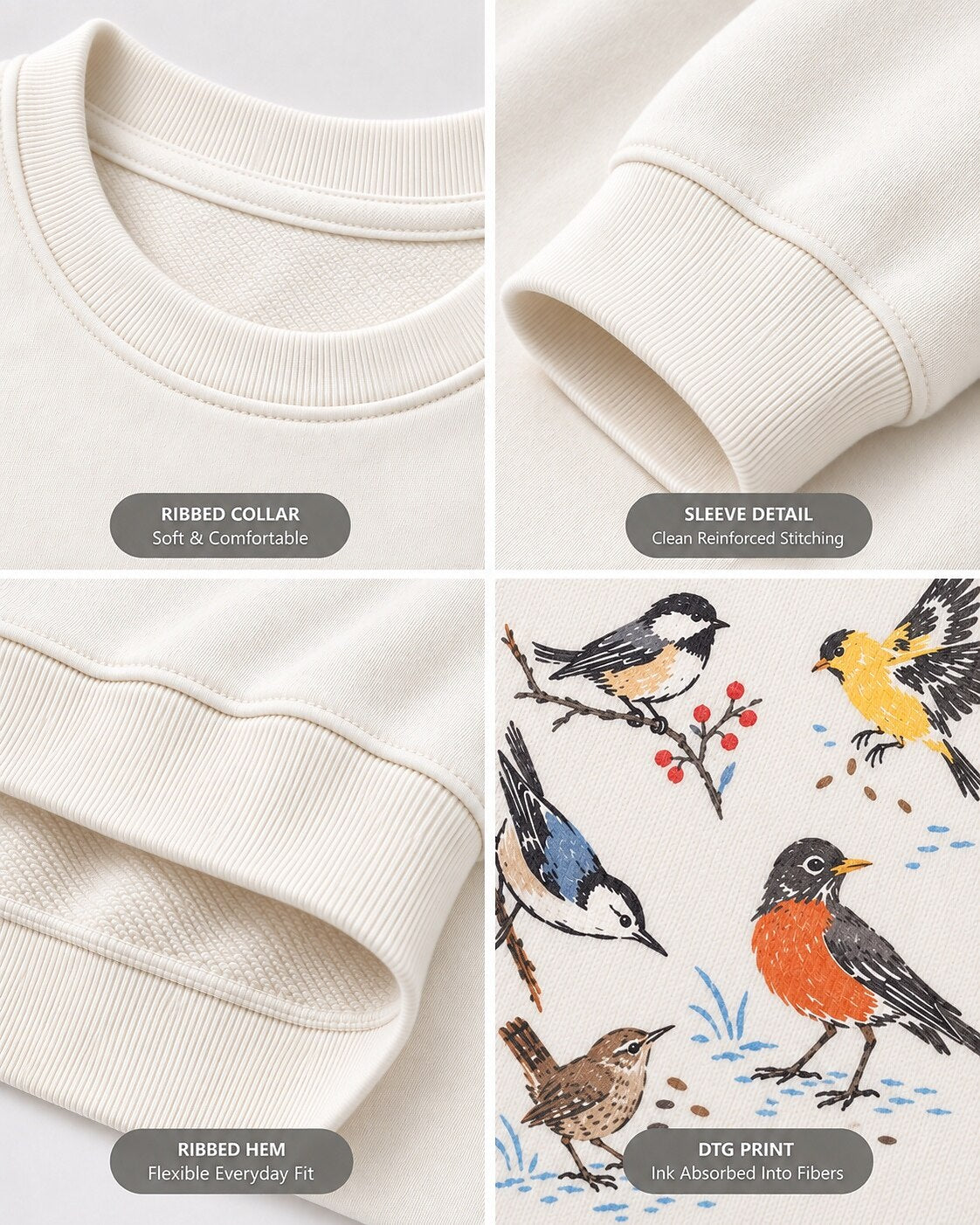 Spring Backyard Birdwatching Songbirds Graphic Sweatshirt