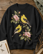 American Goldfinch Pair Rose Blossom Backyard Bird Watching Sweatshirt