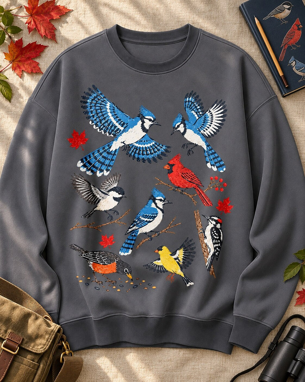Autumn Songbirds Birdwatching Graphic Sweatshirt