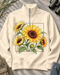 Sunflower Bouquet Garden Quarter-Zip Stretch Sweatshirt Spandex UPF50+