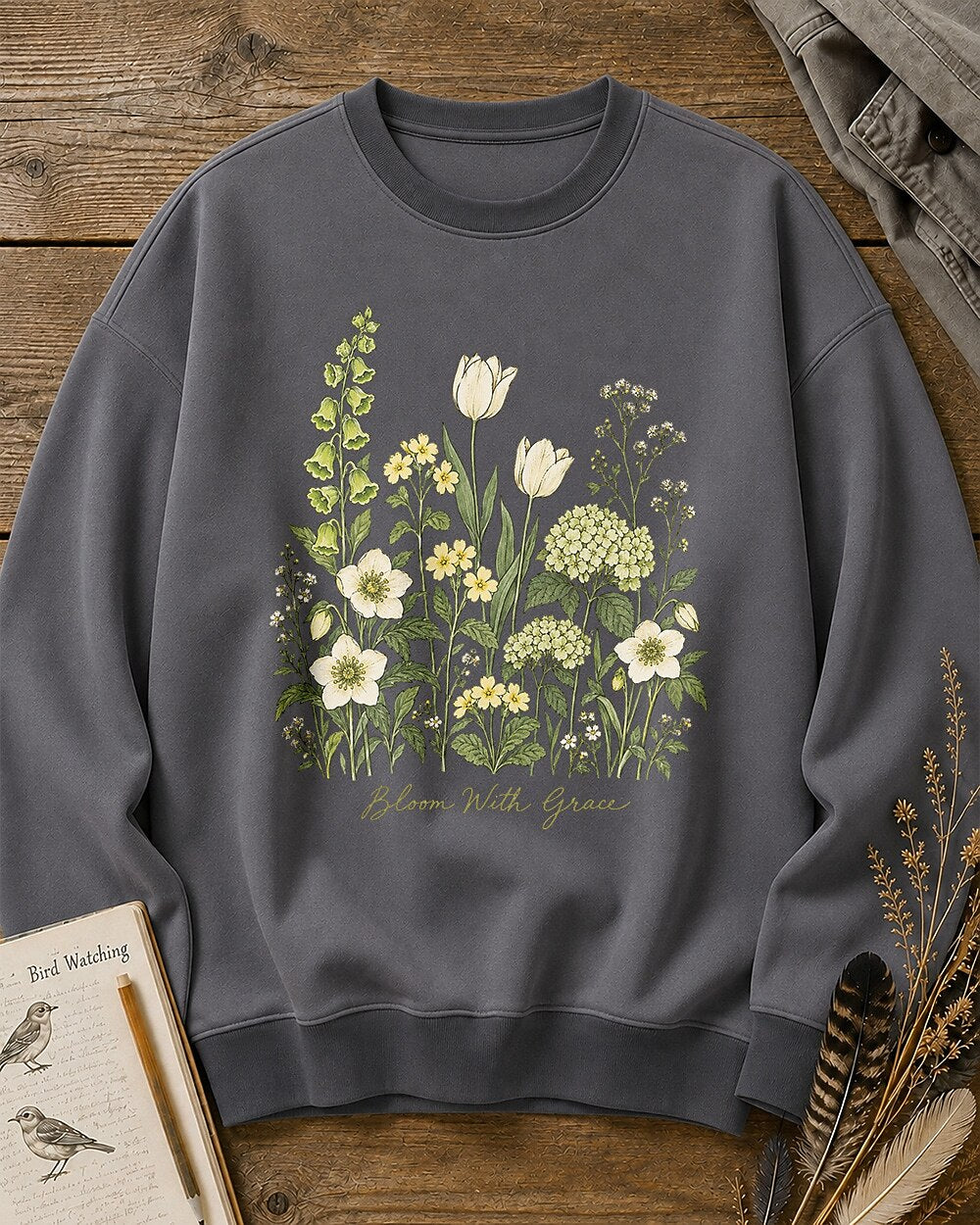 Tulip Hydrangea Wildflower Bouguet Botanical Garden Sweatshirt