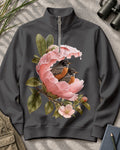 American Robin Peony Floral UPF50+ Spandex Quarter-Zip Stretch Sweatshirt