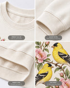 American Goldfinch Pair Rose Blossom Backyard Bird Watching Sweatshirt
