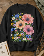 Poppy Wildflower Garden Floral Graphic Sweatshirt
