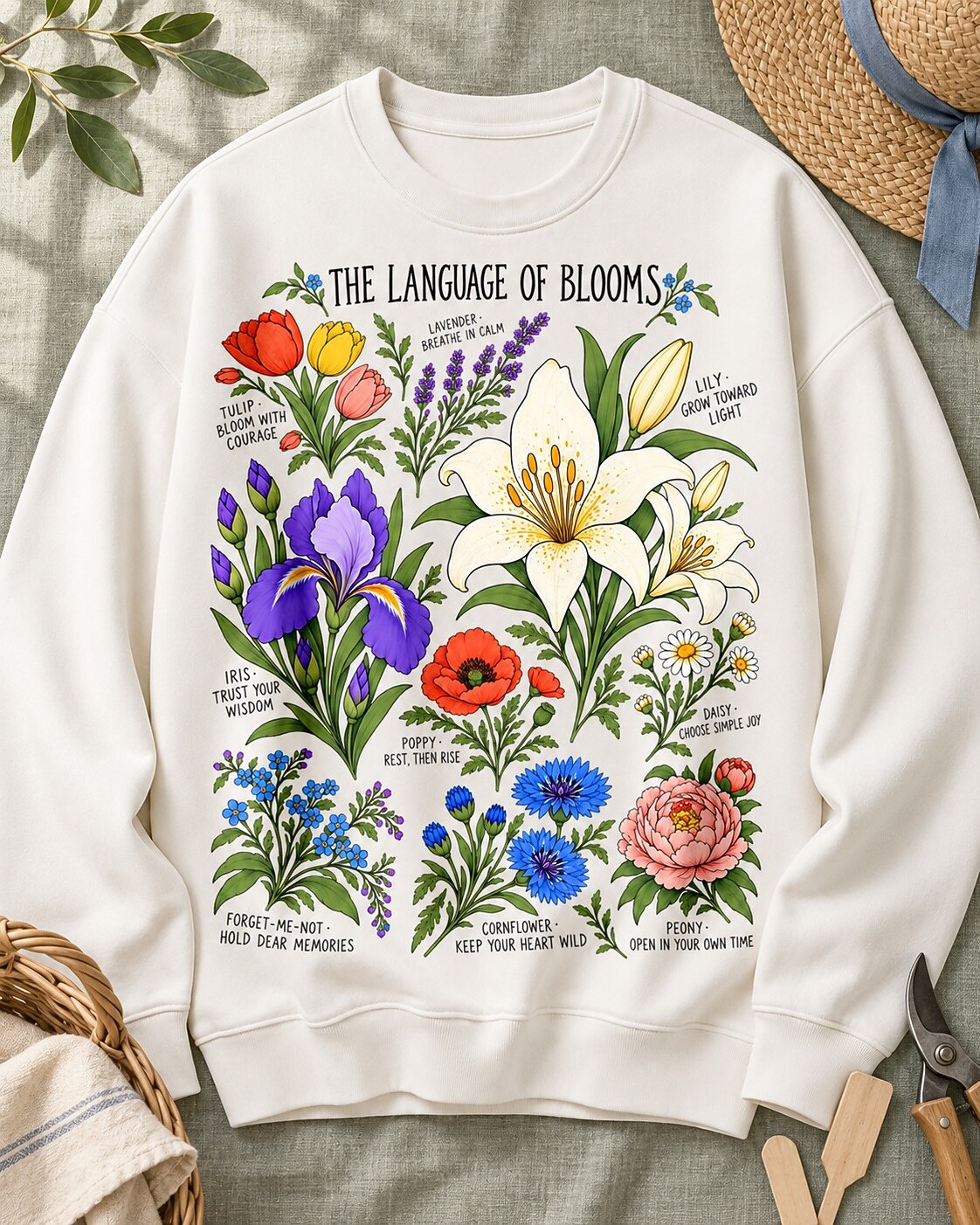 Lanquage of Flowers Botanical Garden Graphic Sweatshirt