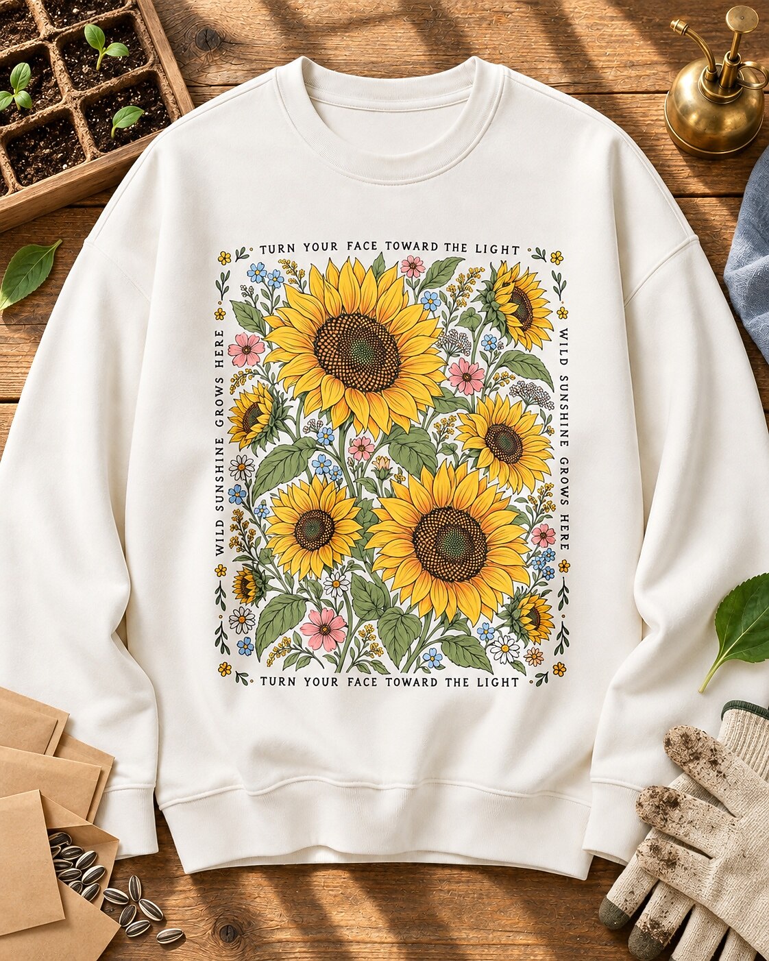 Sunflower Wildflower Garden Grow Toward Light Sweatshirt