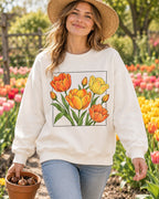 Tulip Garden Frame Floral Graphic Sweatshirt