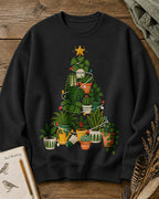 Monstera Potted Houseplant Christmas Tree Gardening Sweatshirt