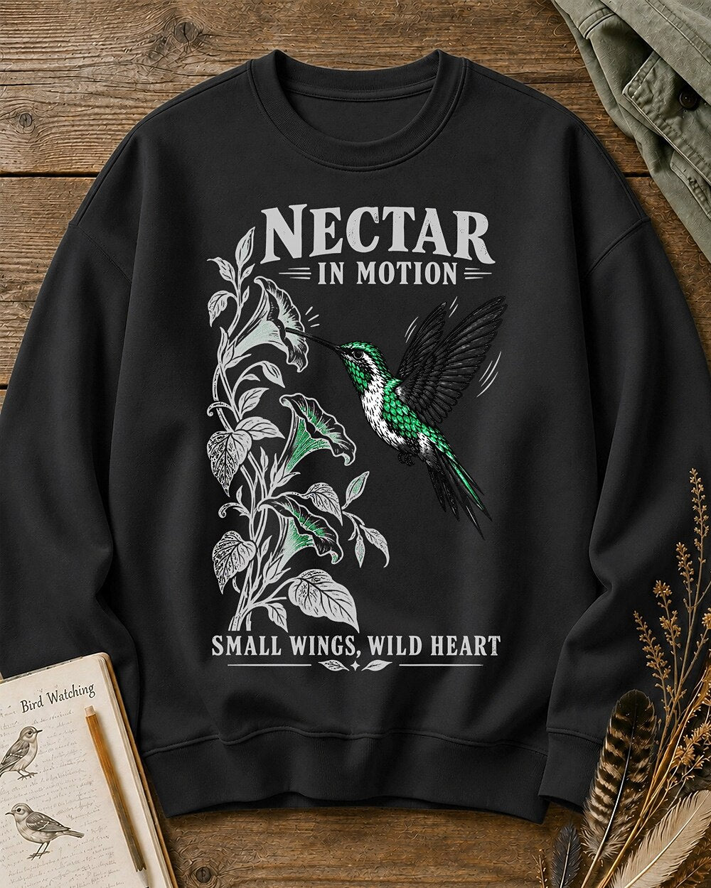 Hummingbird Trumpet Flower Nectar Garden Wildflower Bird Watching Sweatshirt