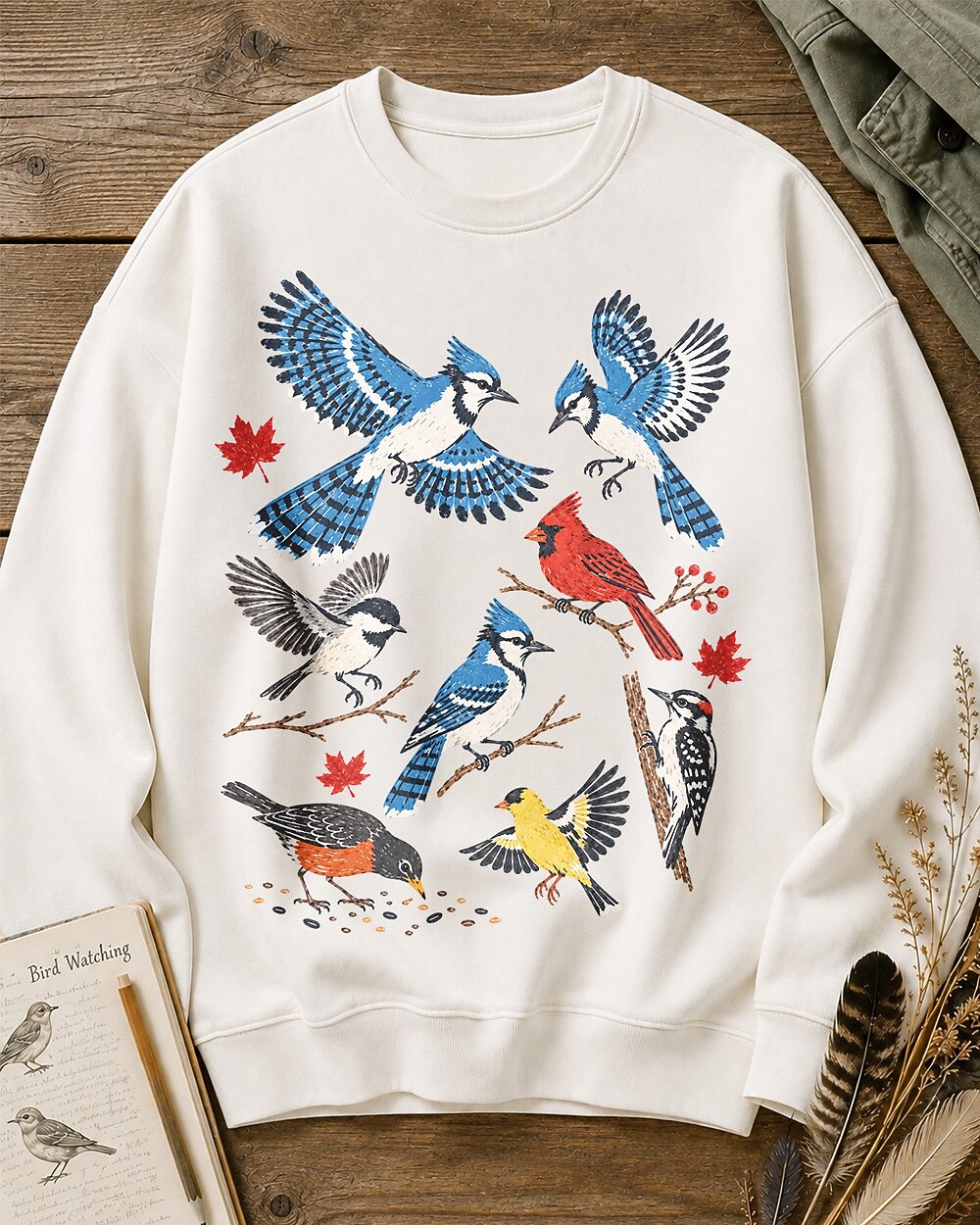 Autumn Songbirds Birdwatching Graphic Sweatshirt
