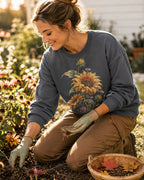 Sunflower Purple Aster Vintage Botanical Garden Sweatshirt for garden and nature lovers – product image 2