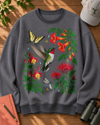 Ruby Throated Hummingbird Wildflower Garden Bird Watching Sweatshirt
