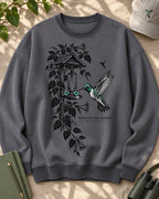 Hummingbird Feeder Trumpet Flowers Garden Backyard Bird Watching Sweatshirt
