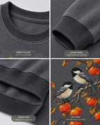 Black Capped Chickadee Persimmon Branch Autumn Bird Watching Sweatshirt