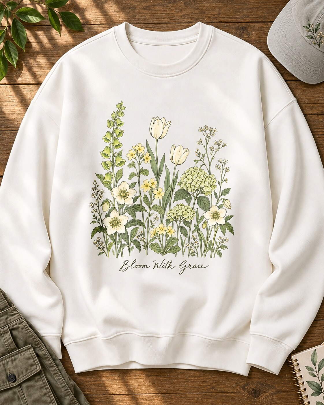 Tulip Hydrangea Wildflower Bouguet Botanical Garden Sweatshirt