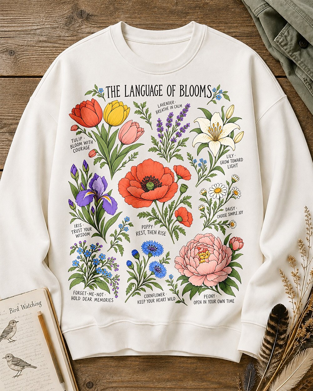 Poppy Daisy Frame Floral Garden Graphic Sweatshirt