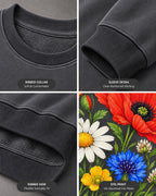 Poppy Daisy Frame Floral Garden Graphic Sweatshirt
