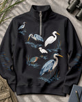 Heron Egret Kingfisher Water Birds UPF50+ Spandex Quarter-Zip Stretch Sweatshirt