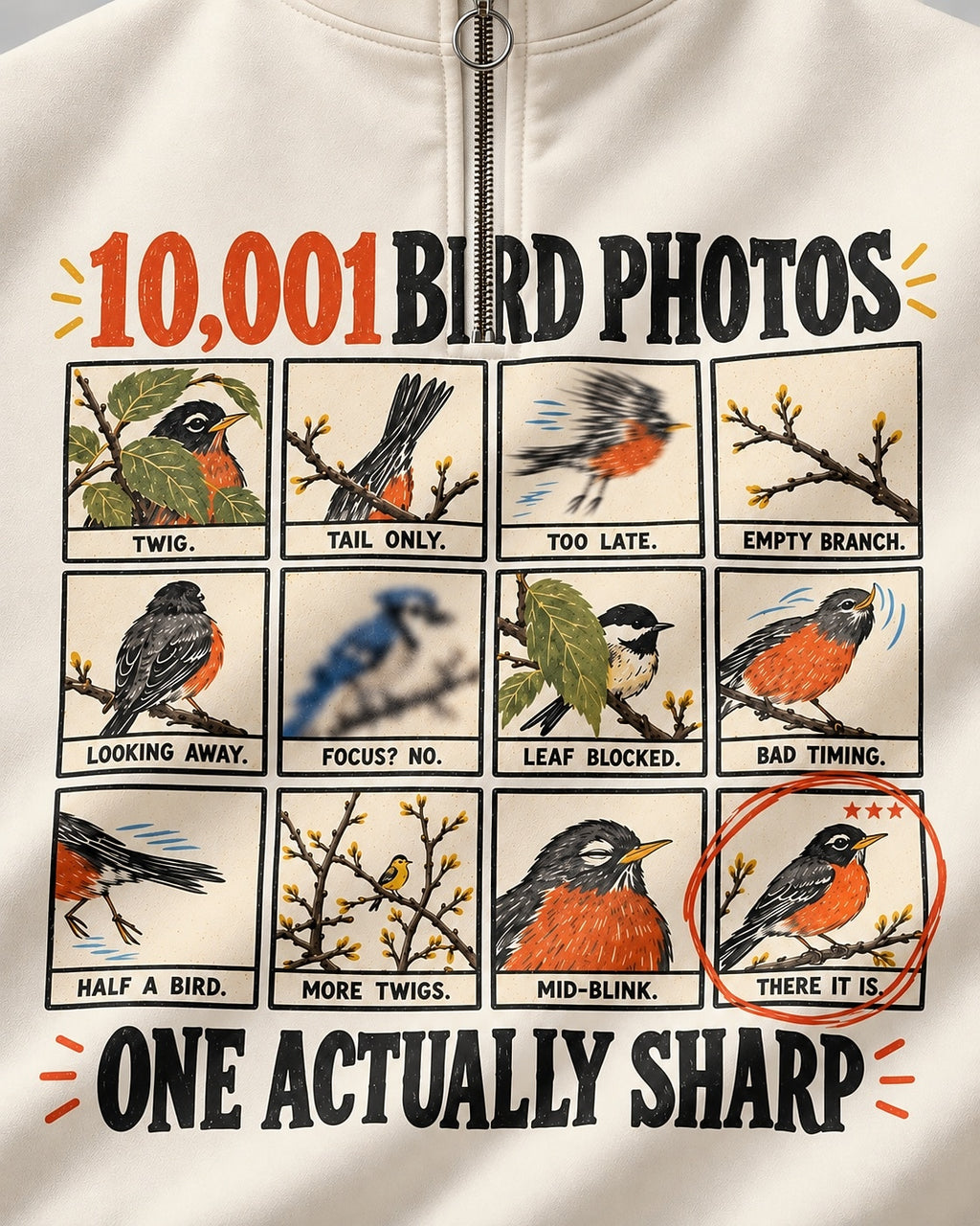 Funny Bird Photography Robin UPF50+ Spandex Quarter-Zip Stretch Sweatshirt