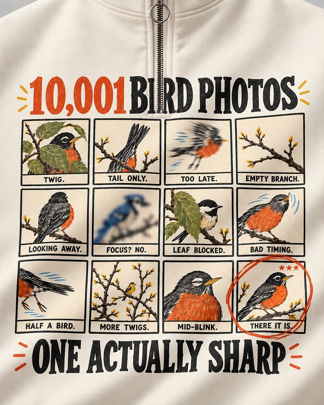 Funny Bird Photography Robin UPF50+ Spandex Quarter-Zip Stretch Sweatshirt