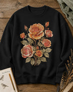 Orange Rose Vintage Botanical Cottage Garden Sweatshirt
