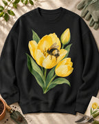 Tulip Bee Garden Vintage Floral Graphic Sweatshirt
