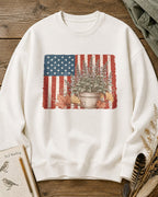American Flag Potted Herb Autumn Garden Sweatshirt