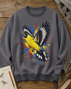 American Goldfinch Colorful Wings Art Backyard Bird Watching Sweatshirt