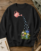 Watering Can Wildflower Garden Graphic Sweatshirt