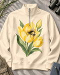Tulip Bee Garden Quarter-Zip Stretch Sweatshirt Spandex UPF50+