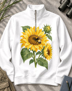Sunflower Bee Garden Quarter-Zip Stretch Sweatshirt Spandex UPF50+