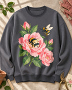 Rose Bee Garden Floral Botanical Graphic Sweatshirt