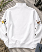 Backyard Birds Robin Blue Jay UPF50+ Spandex Quarter-Zip Stretch Sweatshirt