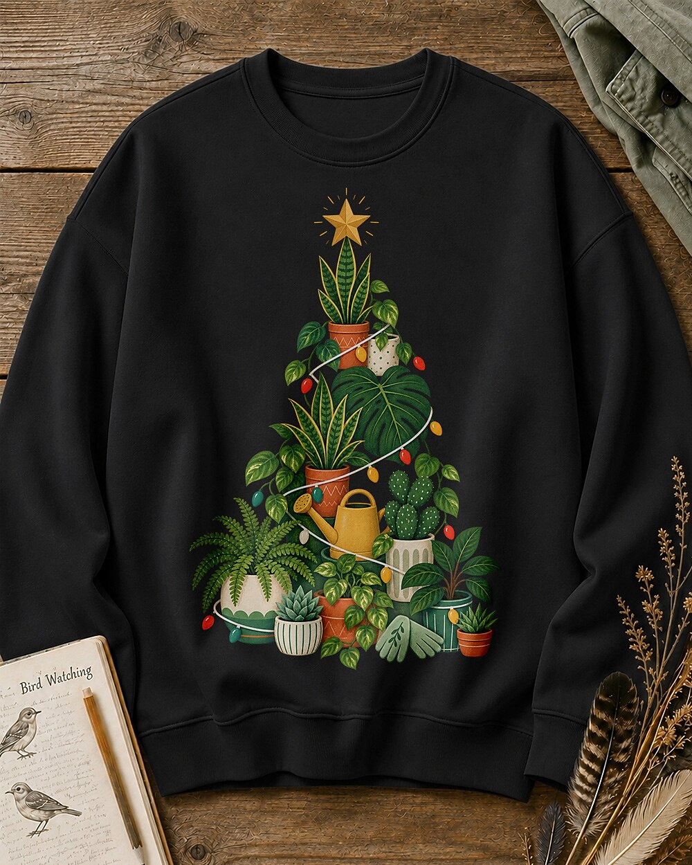 Monstera Snake Plant Christmas Tree Gardening Sweatshirt