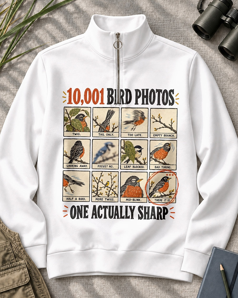 Funny Bird Photography Robin UPF50+ Spandex Quarter-Zip Stretch Sweatshirt