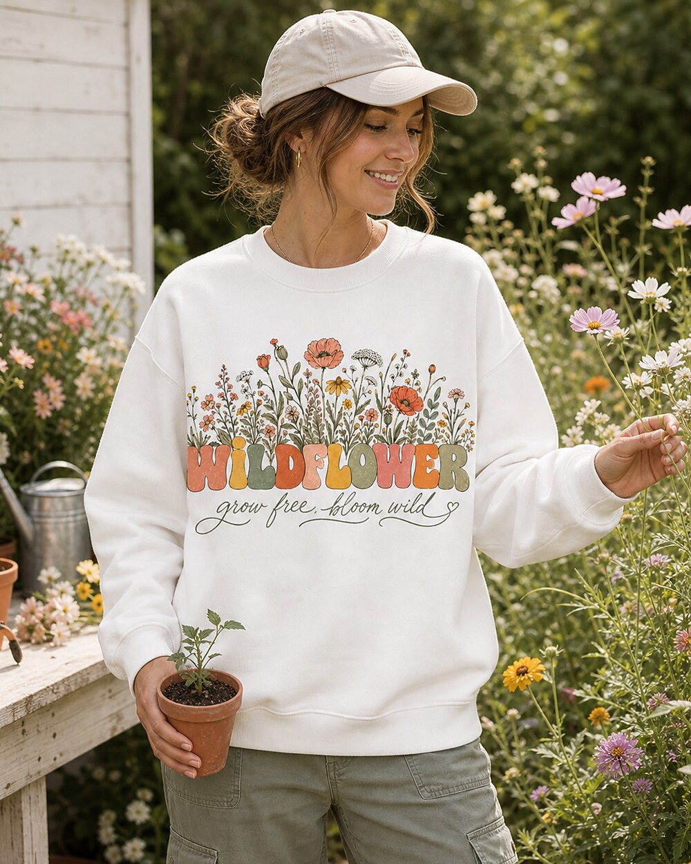 Poppy Wildflower Grow Free Bloom Wild Sweatshirt