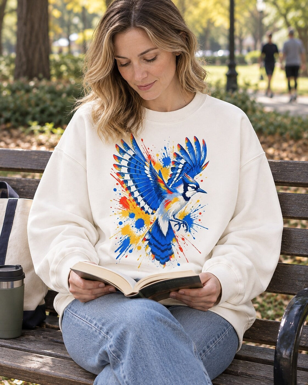 Blue Jay Colorful Wings Art Bird Watching Sweatshirt