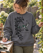 Hummingbird Feeder Trumpet Flowers Garden Backyard Bird Watching Sweatshirt