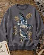 Blue Jay Pair Oak Branch Birdwatching Sweatshirt