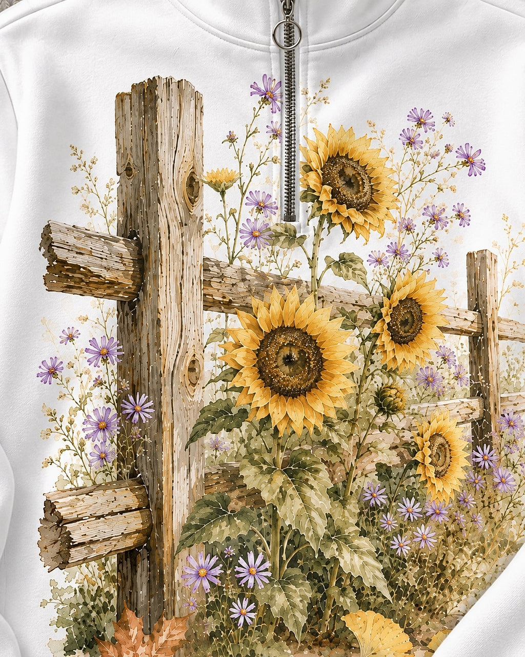 Retired and Gardening Sunflower Fence UPF50+ Spandex Quarter-Zip Stretch Sweatshirt
