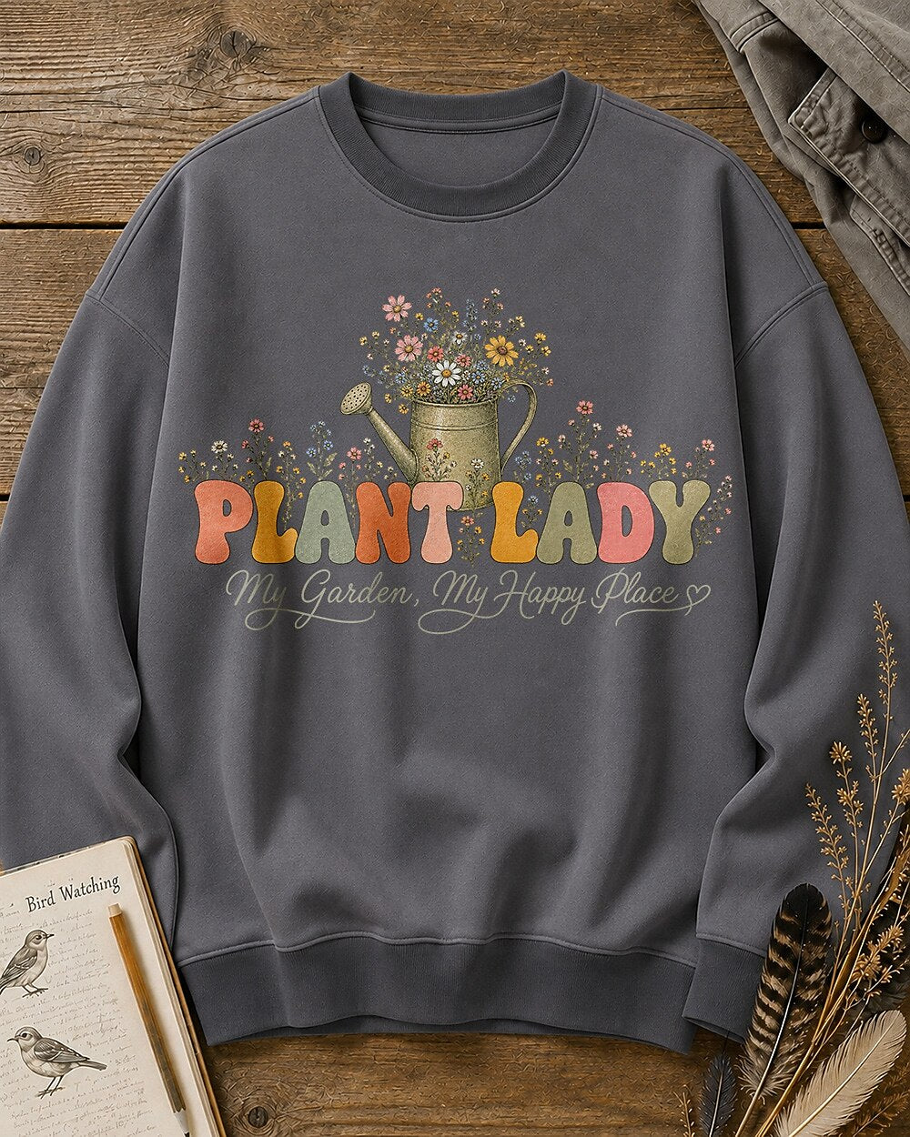 Watering Can Wildflower Plant Lady Gardening Sweatshirt for garden and nature lovers – product image 5