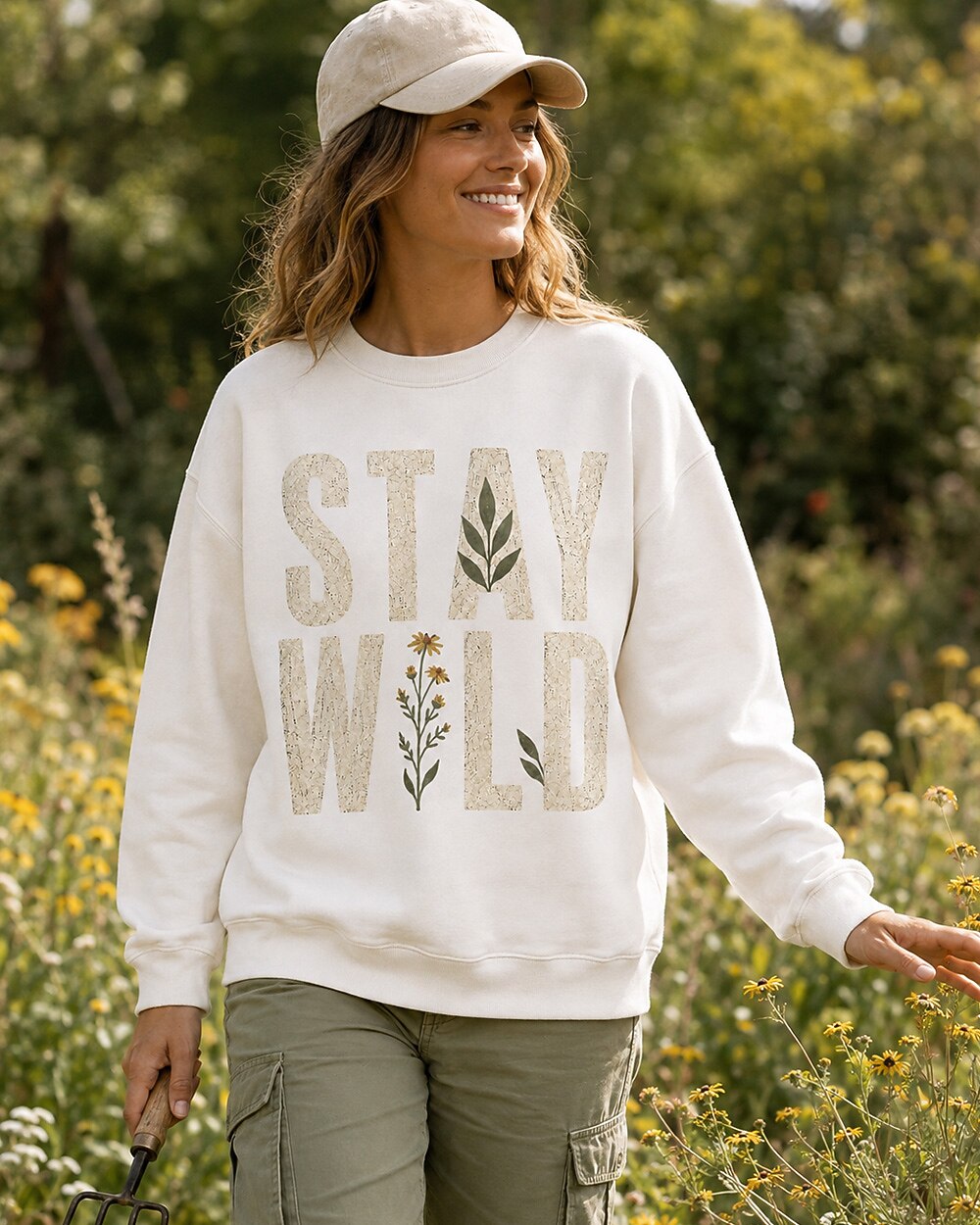 Stay Wild Wildflower Vintage Botanical Garden Sweatshirt