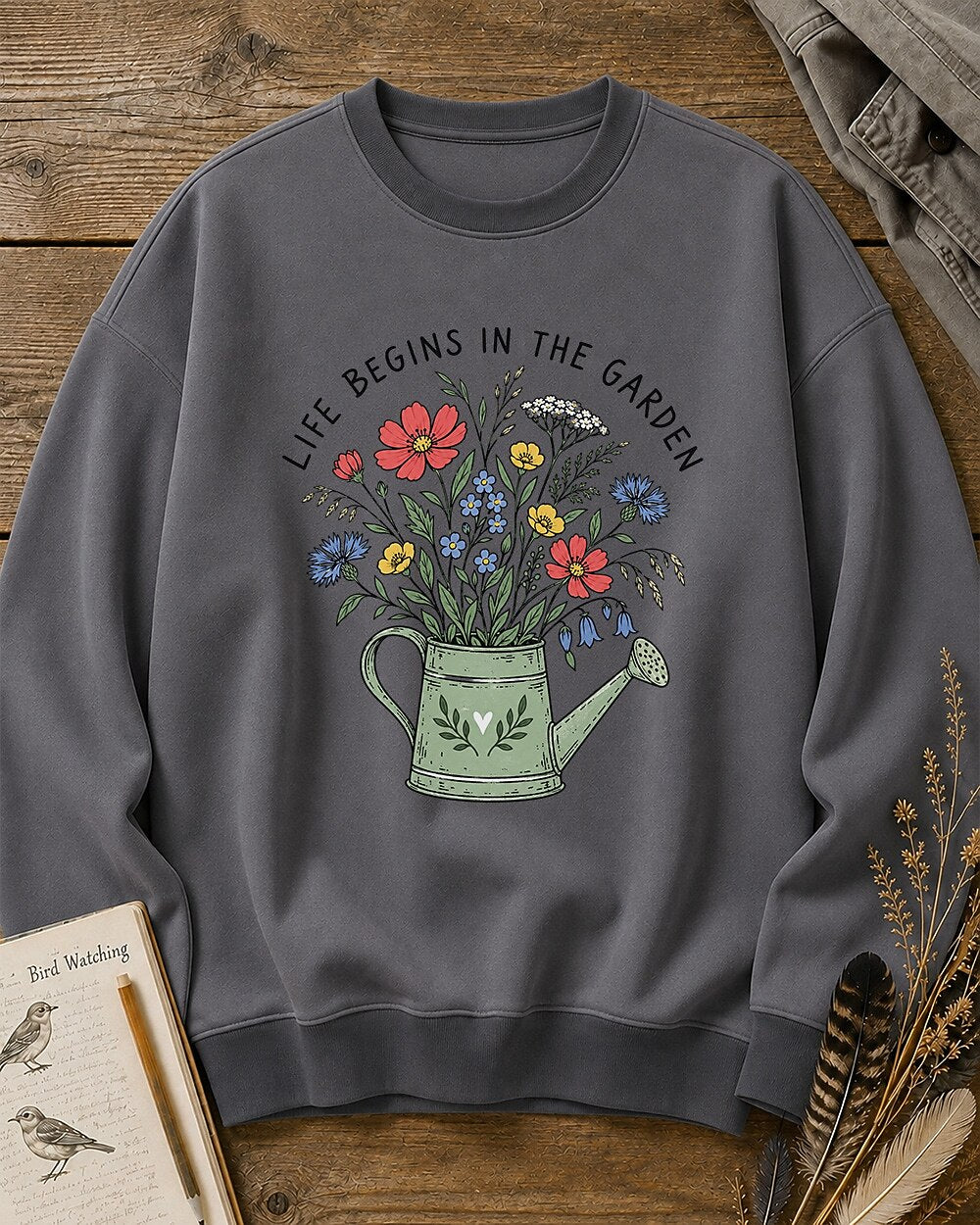 Wildflower Floral Watering Can Garden Life Begins Sweatshirt
