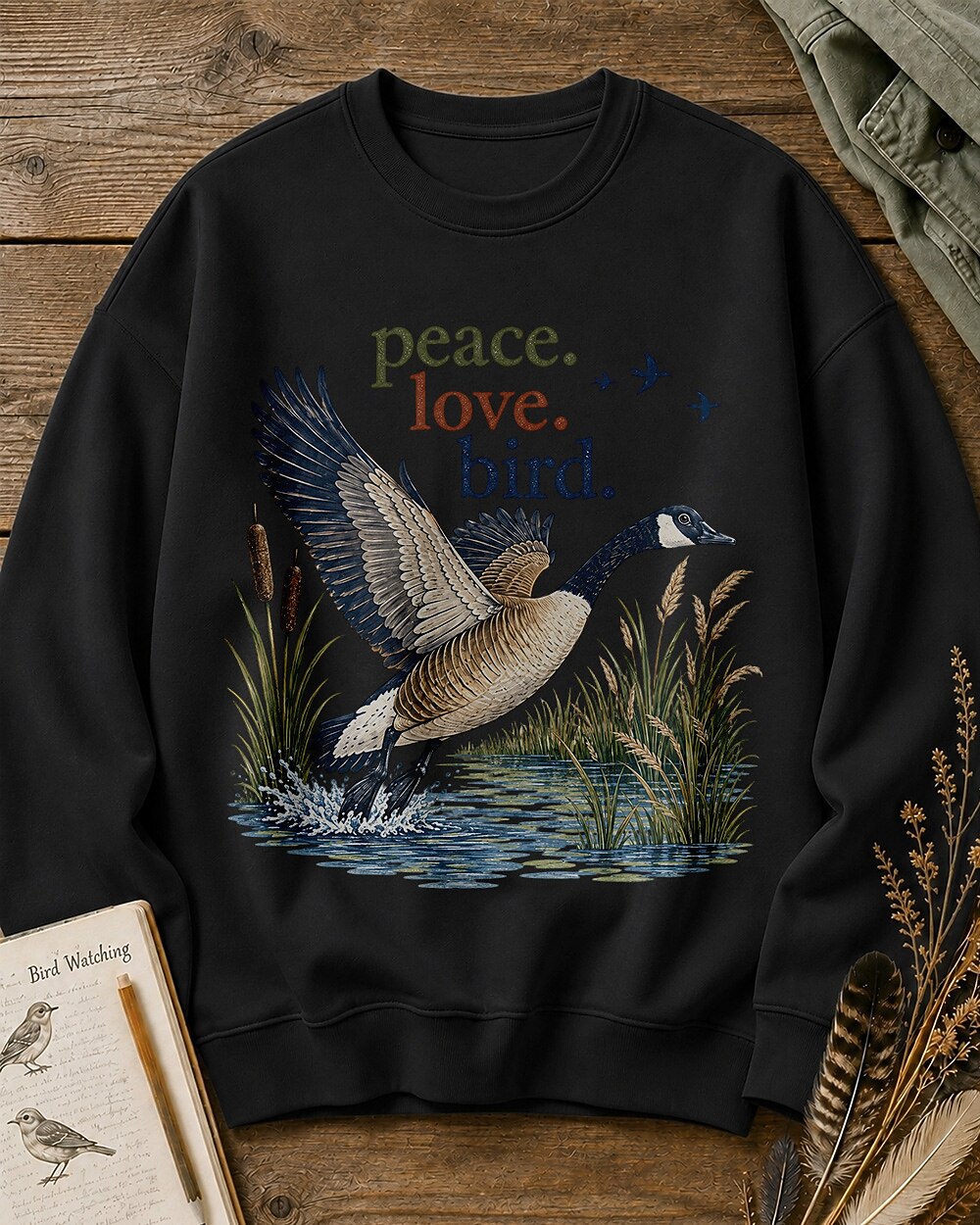 Goose Taking Flight Wetland Water Bird Sweatshirt