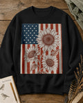 American Flag Sunflower Vintage Botanical Sketch Sweatshirt