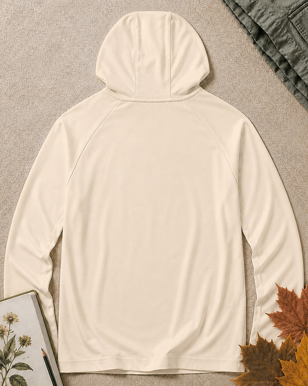 Back view of the women's light yellow sun hoodie, showing the hood and long sleeves.